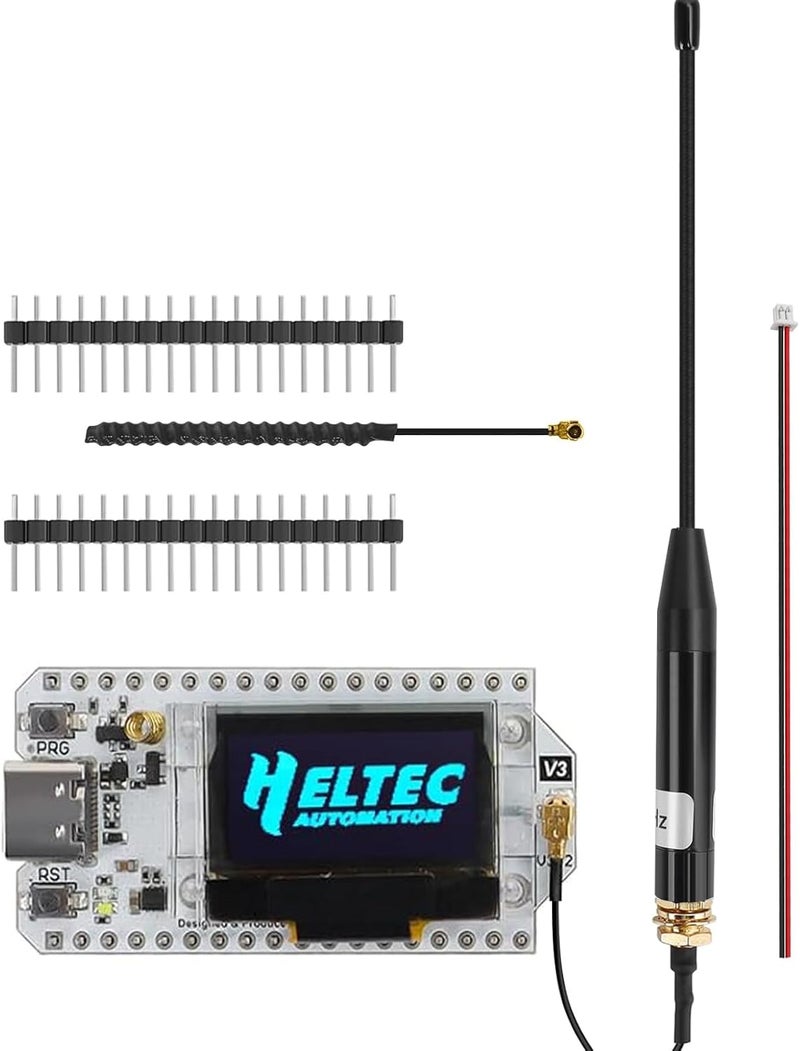 MakerHawk ESP32 LoRa V3 Development Board with 915MHz Antenna - SX1262 LoRa V3 Device and 10dBi Gain 17cm SMA Male Long Range Soft Whip Antenna Set for Meshtastic Arduino LoRawan IOT (Antenna：840-930MHz) - Image 1